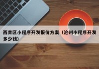 西青区小程序开发报价方案（沧州小程序开发多少钱）