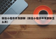 微信小程序开发群聊（微信小程序开发群聊怎么弄）